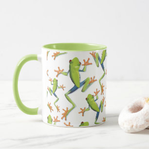 Taza Diseño de patrones de rana de árbol de vegetación