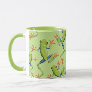 Taza Diseño de patrones de rana de árbol de vegetación