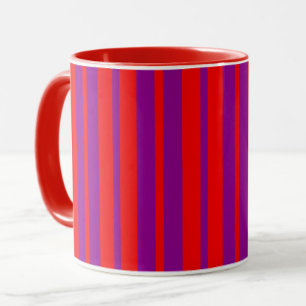 Taza Diseño de patrones de rayas de estilo púrpura rojo