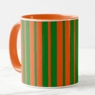 Taza Diseño de patrones de rayas de estilo verde naranj