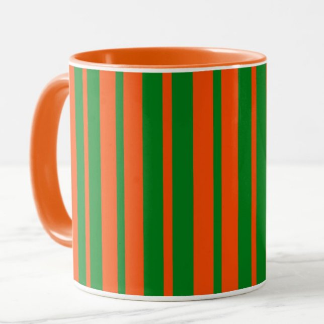 Taza Diseño de patrones de rayas de estilo verde naranj (Subido por el creador)