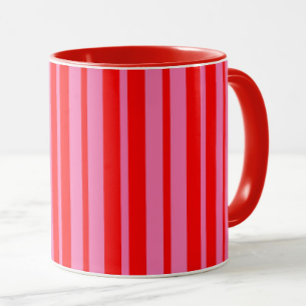 Taza Diseño de patrones de rayas estilizadas rosadas