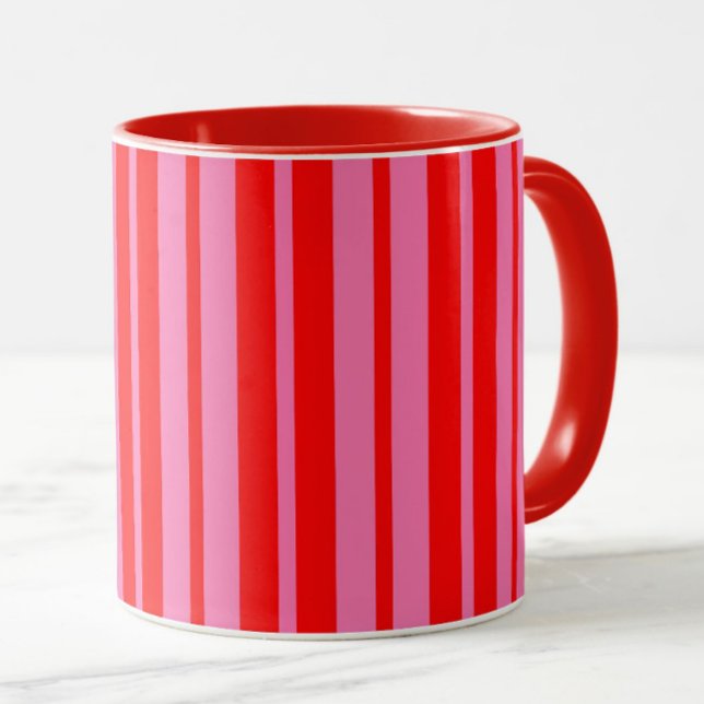 Taza Diseño de patrones de rayas estilizadas rosadas (Subido por el creador)