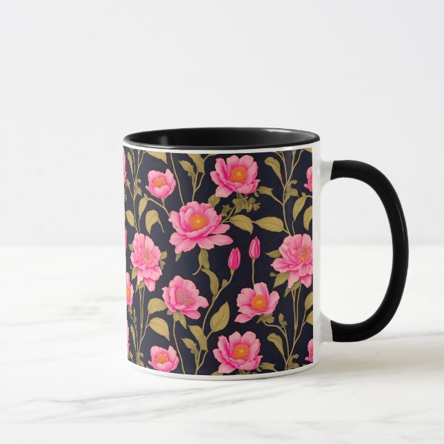 Taza Diseño de patrones digitales florales 24 - Café Mu (Derecha)