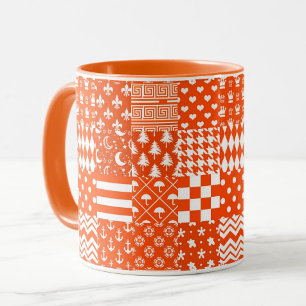 Taza Diseño de patrones mixtos de color blanco naranja