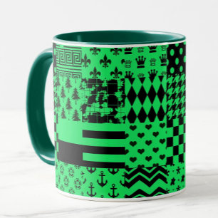 Taza Diseño de patrones mixtos de color negro verde