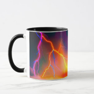 Taza Diseño de Perno de Neón Golpeado por Tormenta Eléc