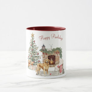 Taza Diseño de perro de los alegres pawlidays - Golden 