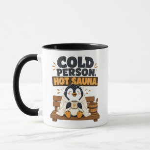 Taza Diseño de pingüino sudoroso en sauna caliente pers