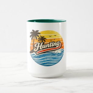 Taza Diseño de puesta de sol retro de caza