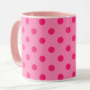 Taza Diseño De Puntos De Polka Rosado En Pink