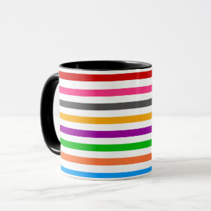 Taza Diseño de rayas de arcoíris coloridas - Blanco 