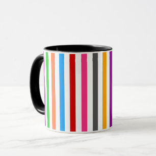 Taza Diseño de rayas de arcoíris coloridas - Blanco 
