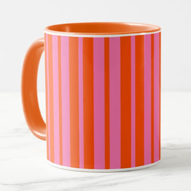 Taza Diseño de rayas de estilo rosado naranja (Subido por el creador)