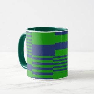Taza Diseño de rayas de patchwork azul verde