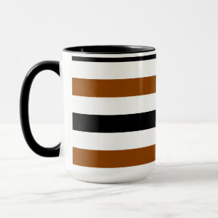Taza Diseño de rayas marrones negras y blancas