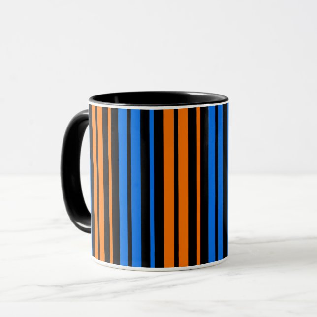 Taza Diseño de rayas verticales de naranja azulada  (Anverso izquierdo)