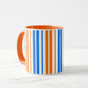 Taza Diseño de rayas verticales naranjas y azules sobre