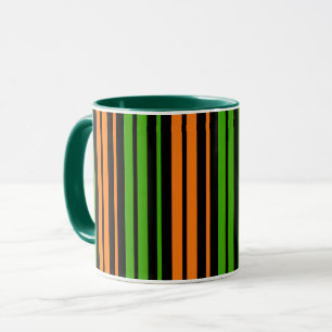 Taza Diseño de rayas verticales naranjas y verdes