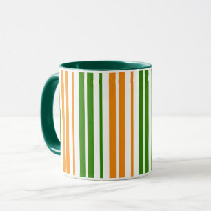 Taza Diseño de rayas verticales naranjas y verdes blanc