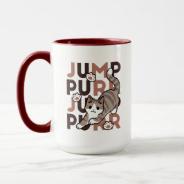 Taza Diseño de salto de gato lúdico - Grabación de Pun 