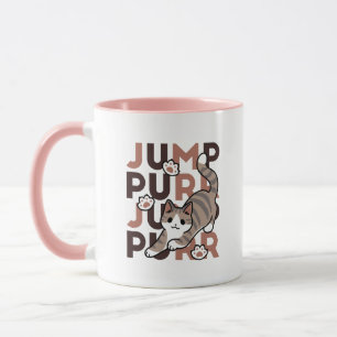 Taza Diseño de salto de gato lúdico - Grabación de Pun
