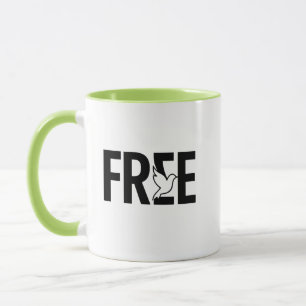 Taza Diseño de símbolo de paloma de tipografía gratuita