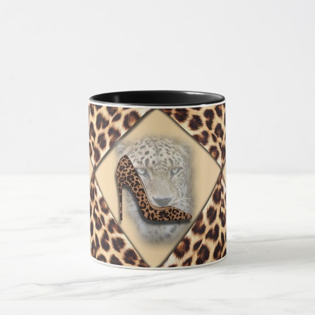 Taza diseño de tacón y cara alto de leopardo (Centro)