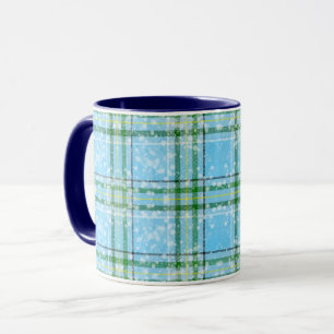 Taza Diseño de Tartán de Cuadro de Nieve de Invierno 