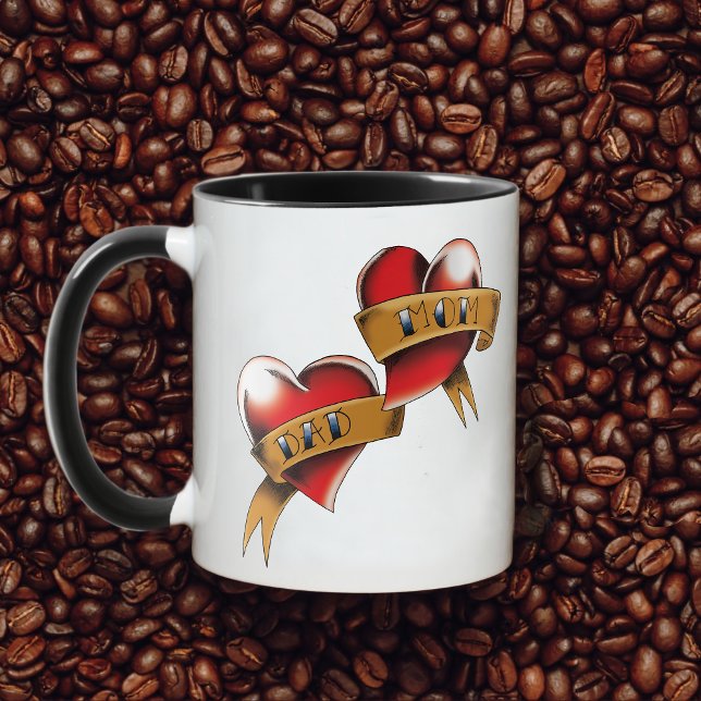Taza Diseño de tatuaje de pancarta tradicional de mamá  (Subido por el creador)