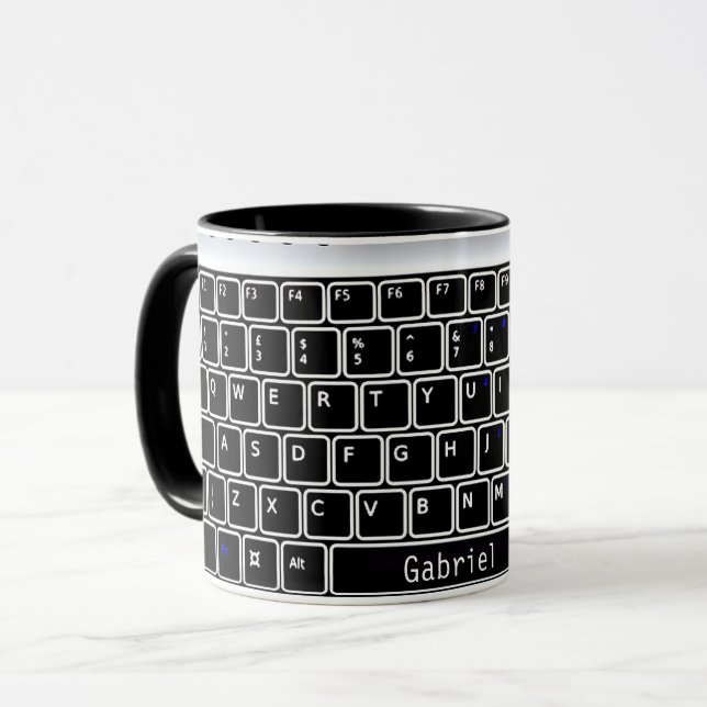 Taza Diseño de teclado para computadora Café Mug (Anverso izquierdo)