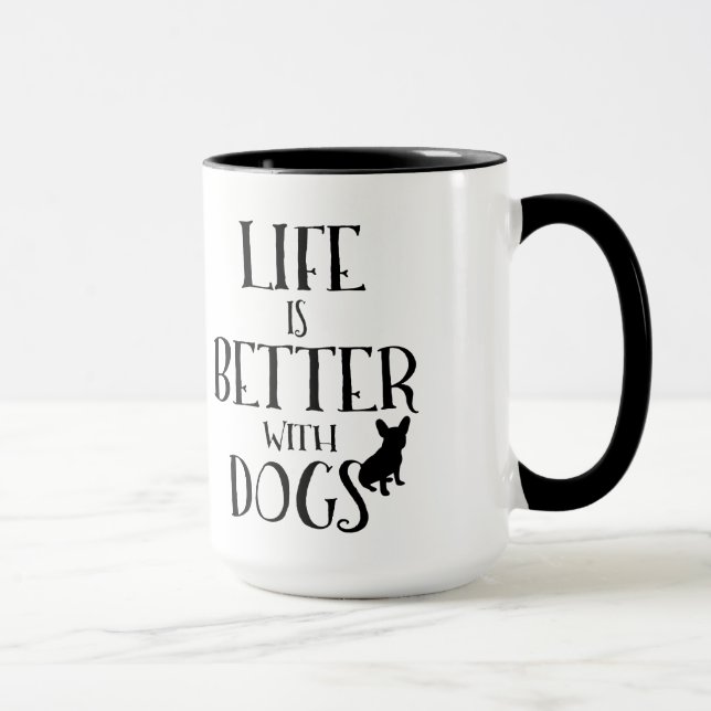 Taza Diseño de texto negro moderno - la vida es mejor c (Derecha)