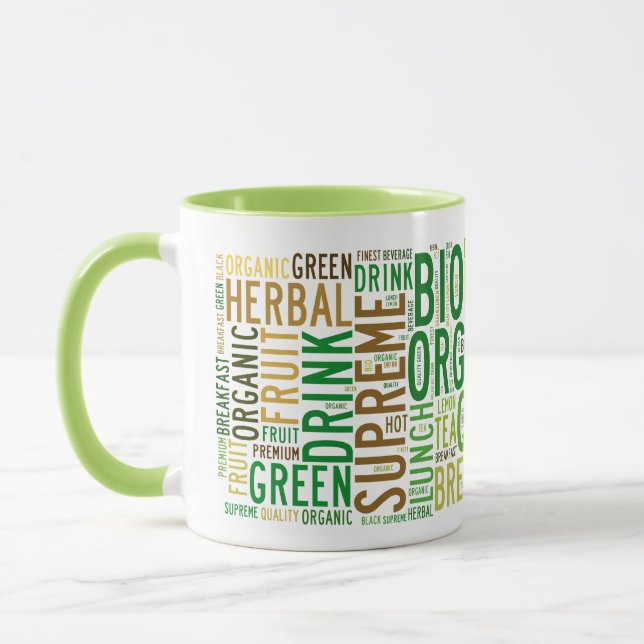 Taza Diseño de texto para el desayuno té (Izquierda)