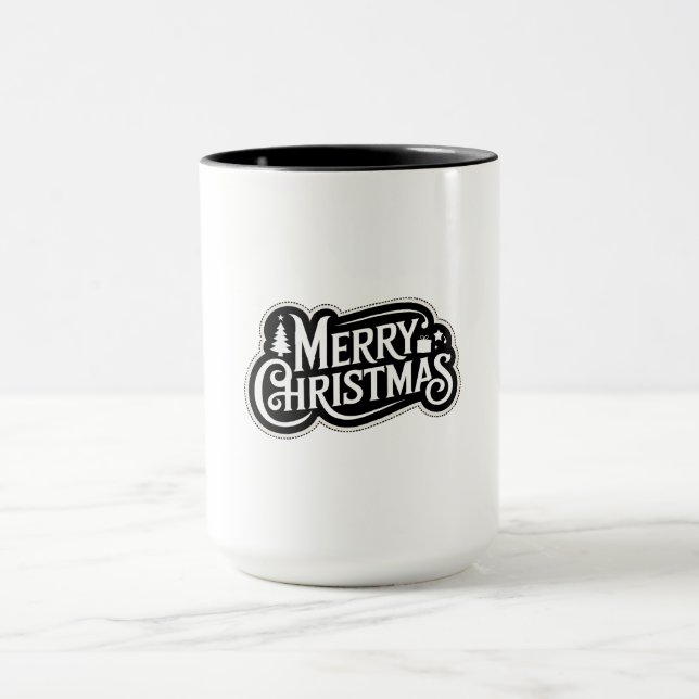 Taza Diseño de tipografía de época Feliz Navidad (Centro)