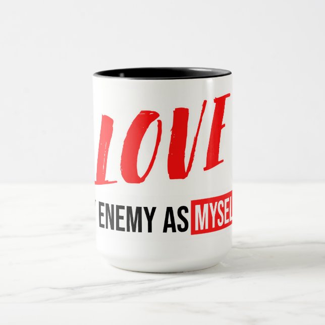 Taza Diseño de tipografía moderna con frases de "Amar a (Centro)