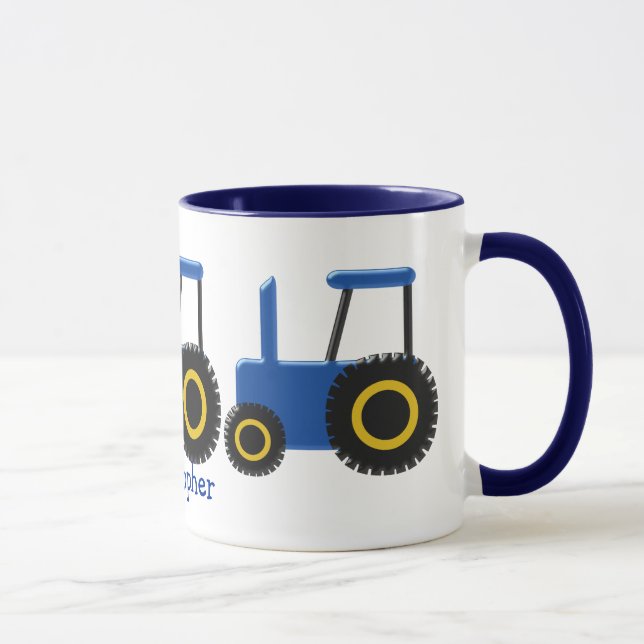 Taza Diseño de tractor azul personalizado (Derecha)