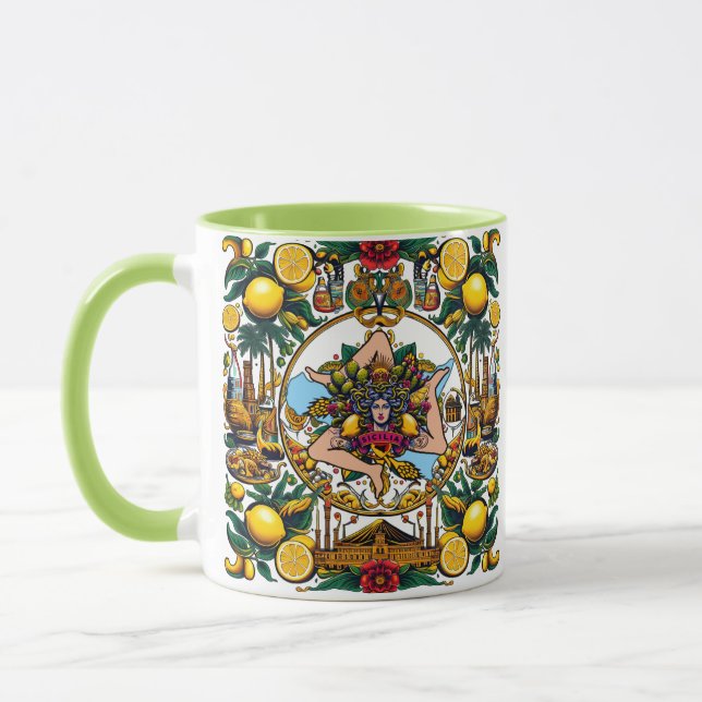 Taza Diseño de Trinacria siciliana (Izquierda)