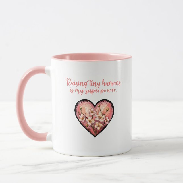 Taza Diseño de vida de súper mamá criando humanos dimin (Izquierda)