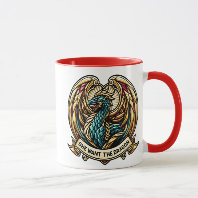 Taza Diseño de vidrios para dragones encantados (Derecha)