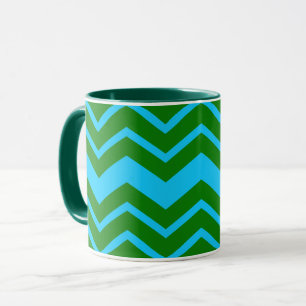 Taza Diseño de zigzag Chevron azul verde