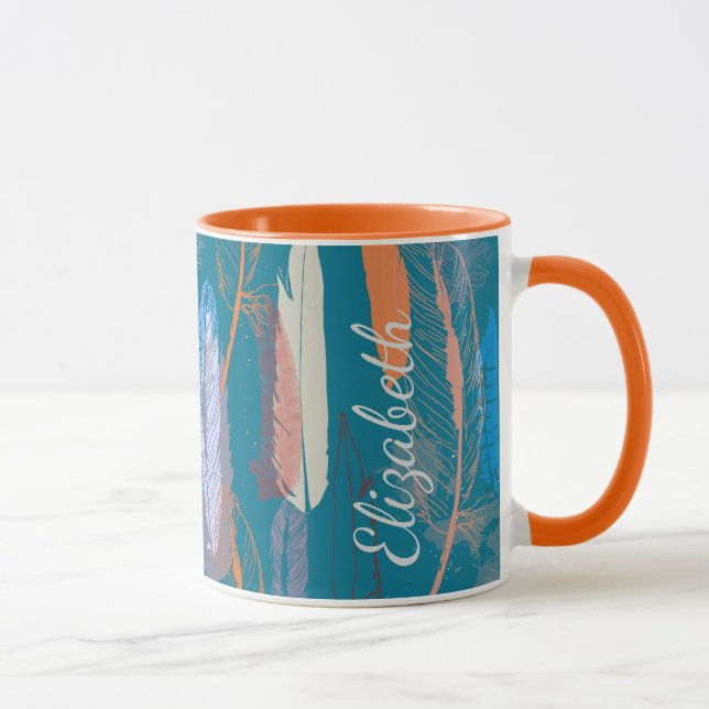 Taza Diseño decorativo de la pluma personalizado (Derecha)