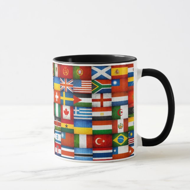 Taza Diseño del collage de las banderas del mundo del (Derecha)