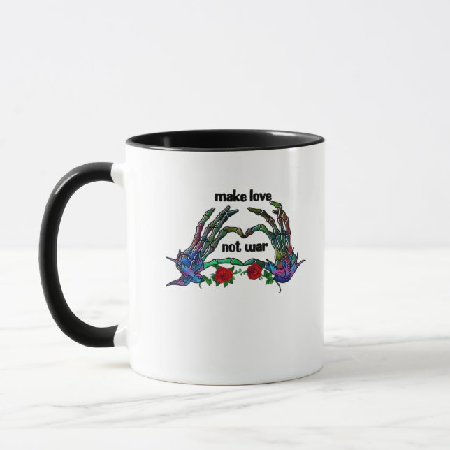 Taza Diseño del corazón de mano de esqueleto (Izquierda)