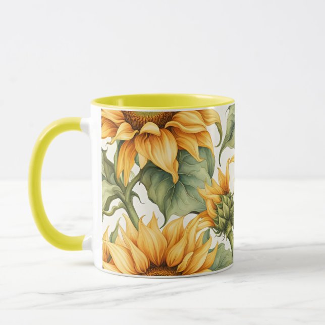 Taza Diseño del patrón de arte de los girasoles (Izquierda)
