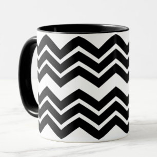 Taza Diseño del patrón de Chevron de Zigzag blanco negr