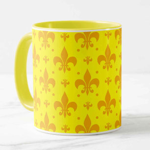 Taza Diseño del patrón de flor amarillo de lis
