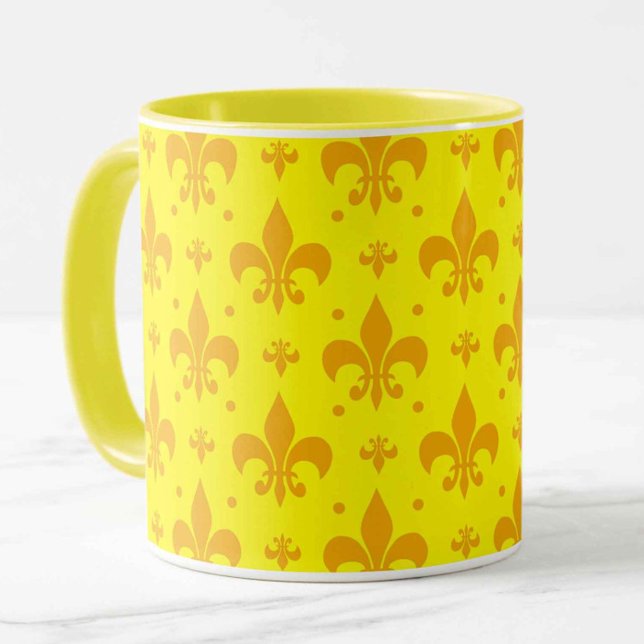 Taza Diseño del patrón de flor amarillo de lis (Subido por el creador)