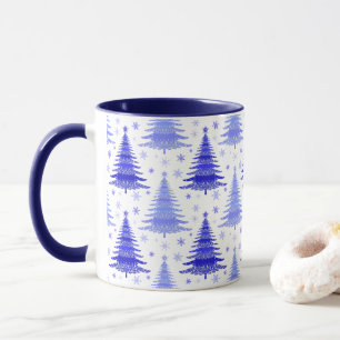 Taza Diseño del patrón de perinaje azul del árbol de Na