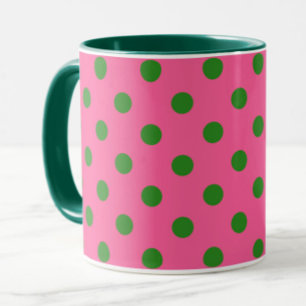 Taza Diseño del patrón de puntos de polca verde sobre r