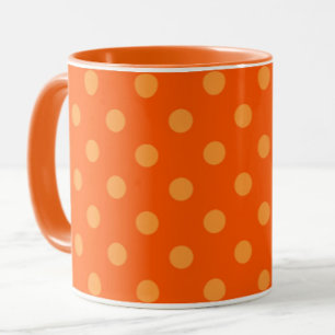 Taza Diseño Del Patrón De Puntos De Polka En Naranja Pr